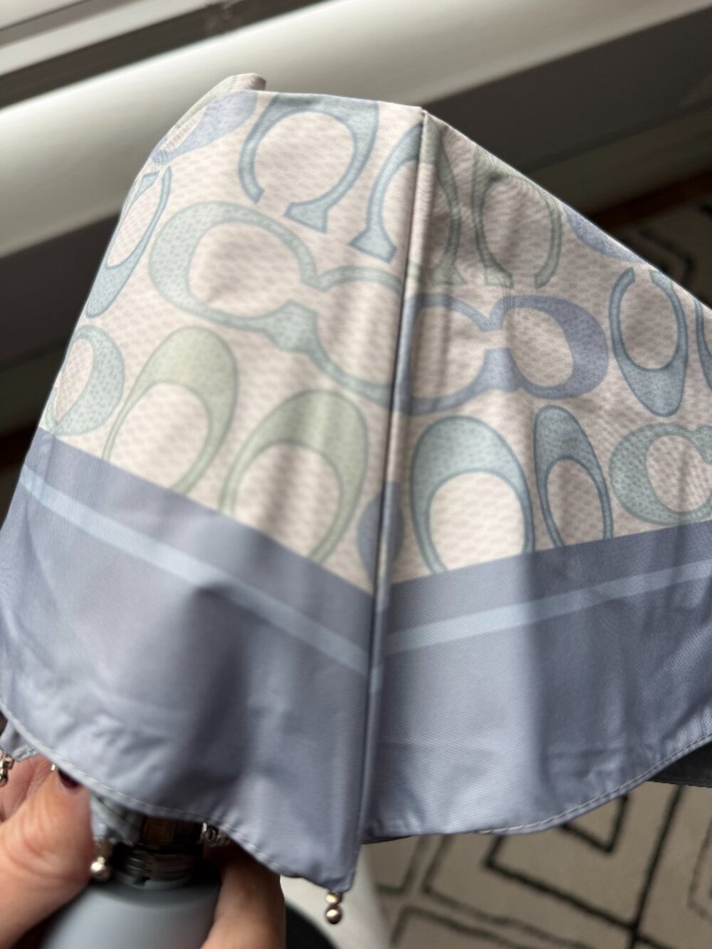 NWT Coach UV Protection Signature Mini Umbrella Blue Multi Color Beauty!